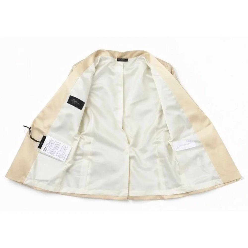 Brian Dales Champagne Gold Satin Blazer‎ Tailored Luxe Jacket 42 IT(US 6) NWT